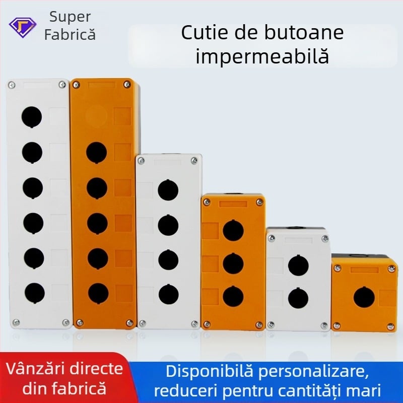 BX1 Cutie de control pentru buton — Cutie indicator impermeabilă pentru uz industrial, 22 mm, Stop de urgență, Protecție la praf, Cutie de întrerupător cu 12345 găuri