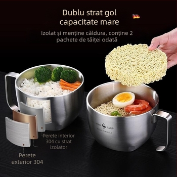 SSGP 304 oțel inoxidabil bol pentru noodles cu capac – cutie de prânz mare pentru cămin