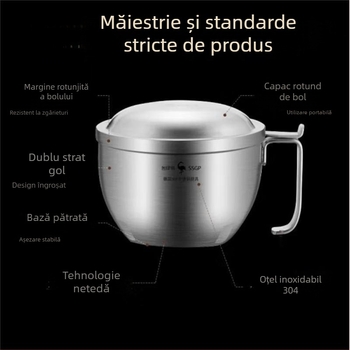 SSGP 304 oțel inoxidabil bol pentru noodles cu capac – cutie de prânz mare pentru cămin