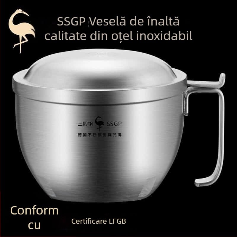 SSGP 304 oțel inoxidabil bol pentru noodles cu capac – cutie de prânz mare pentru cămin