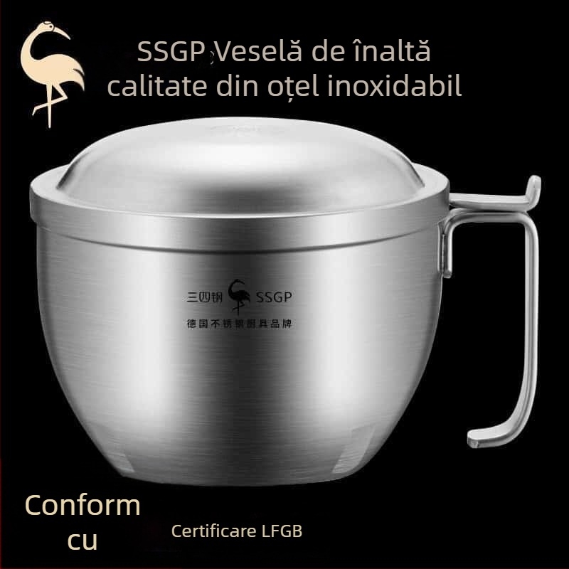 SSGP 304 oțel inoxidabil bol pentru noodles cu capac – cutie de prânz mare pentru cămin