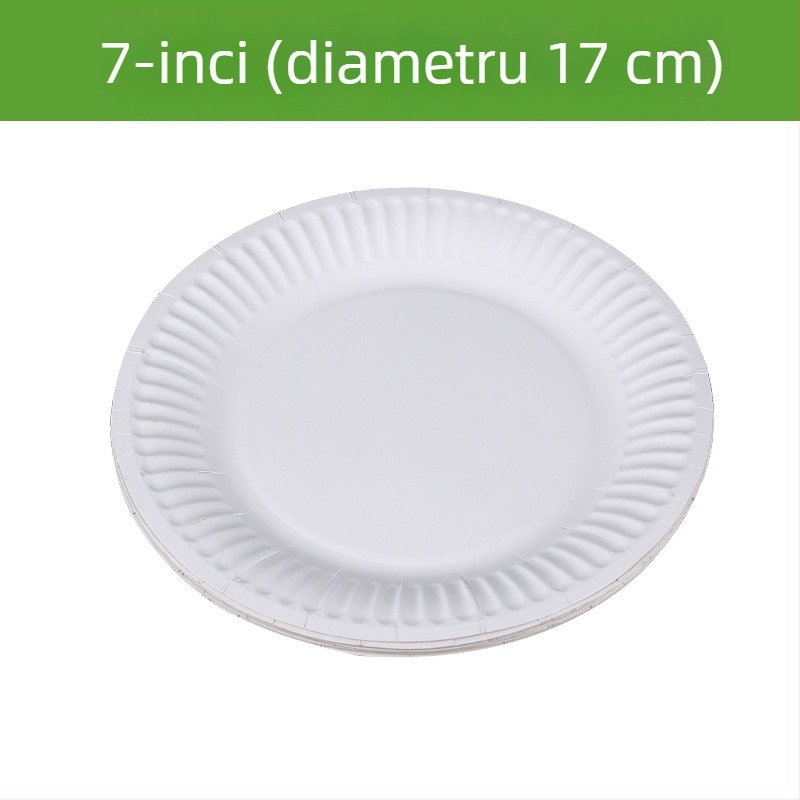 Farfurii de hârtie de unică folosință, biodegradabile din pastă, margine groasă, farfurie pentru prăjituri, 6–9 inchi (17–25 cm)