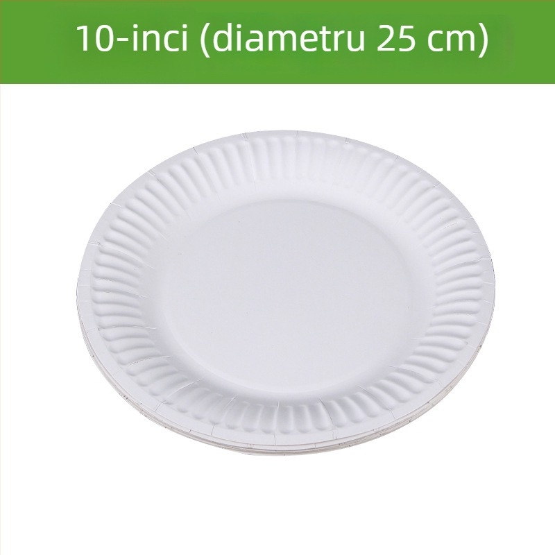 Farfurii de hârtie de unică folosință, biodegradabile din pastă, margine groasă, farfurie pentru prăjituri, 6–9 inchi (17–25 cm)