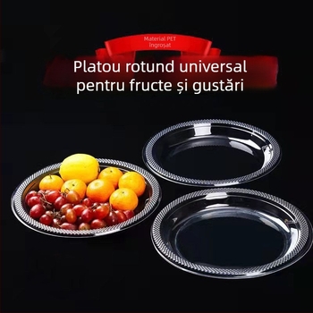 Farfurii de unică folosință din plastic, plastic dur, circulare transparente pentru mese și deserturi, dimensiune mare