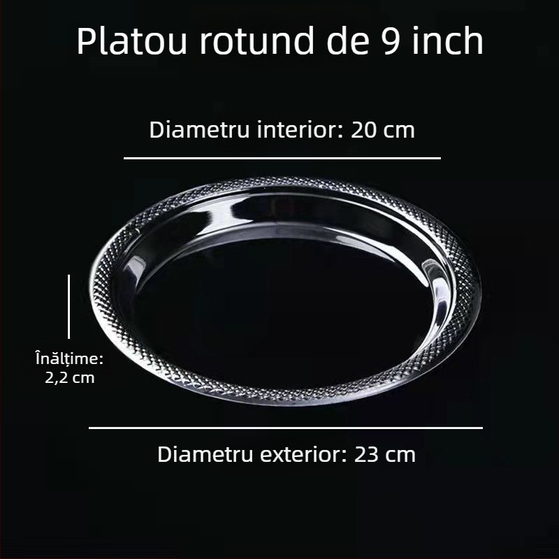 Farfurii de unică folosință din plastic, plastic dur, circulare transparente pentru mese și deserturi, dimensiune mare