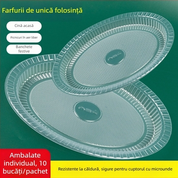 Farfurii din plastic, de unică folosință, calitate alimentară, transparente, pentru fructe, uz casnic și picnic