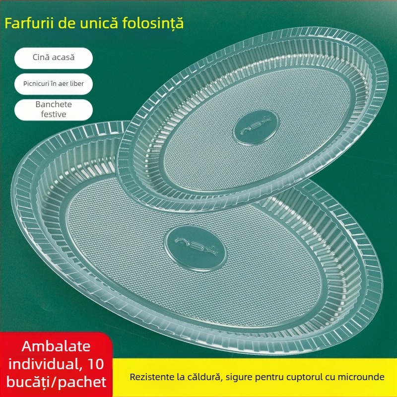 Farfurii din plastic, de unică folosință, calitate alimentară, transparente, pentru fructe, uz casnic și picnic