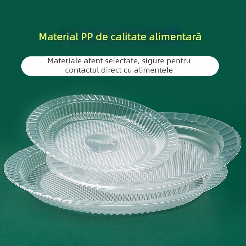 Farfurii din plastic, de unică folosință, calitate alimentară, transparente, pentru fructe, uz casnic și picnic