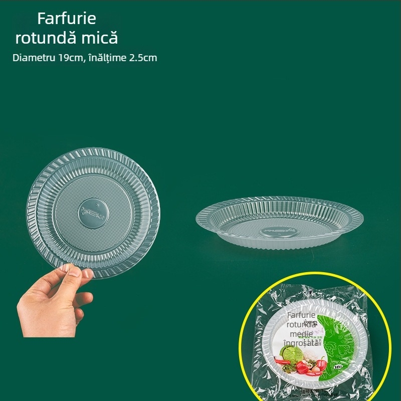Farfurii din plastic, de unică folosință, calitate alimentară, transparente, pentru fructe, uz casnic și picnic