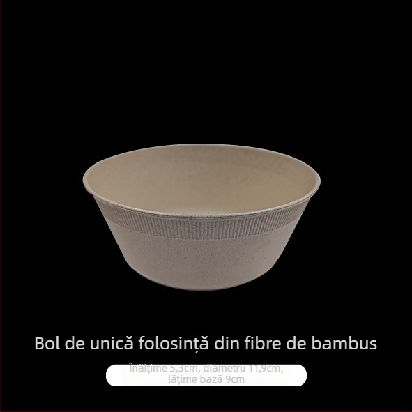 Set de veselă de unică folosință din fibră de bambus, patru piese, de înaltă calitate, biodegradabil, pentru alimente