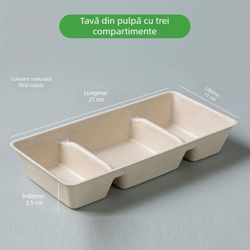 Cutie de sos din pulpă de hârtie, cu trei compartimente pentru ulei, oțet și usturoi — ecologică și biodegradabilă