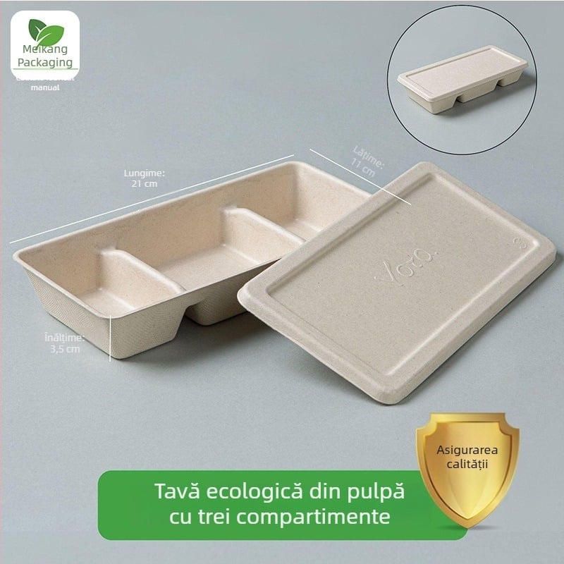 Cutie de sos din pulpă de hârtie, cu trei compartimente pentru ulei, oțet și usturoi — ecologică și biodegradabilă