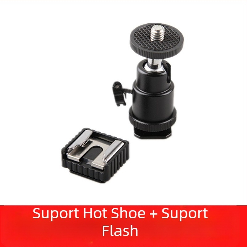 Stabilizator metalic pentru telefon cu hot shoe, cap sferic universal și clemă în formă de E, 360°