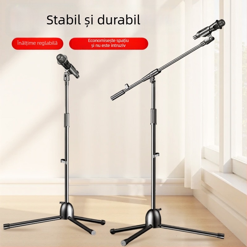 Trepied profesional pentru telefon mobil, ideal pentru streaming live, cu înălțime reglabilă și suport pentru microfon pe podea