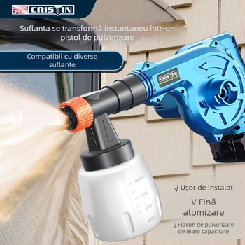 Pistol electric de pulverizat vopsea cu baterie litiu, pulverizator latex cu atomizare înaltă, compact pentru uz casnic