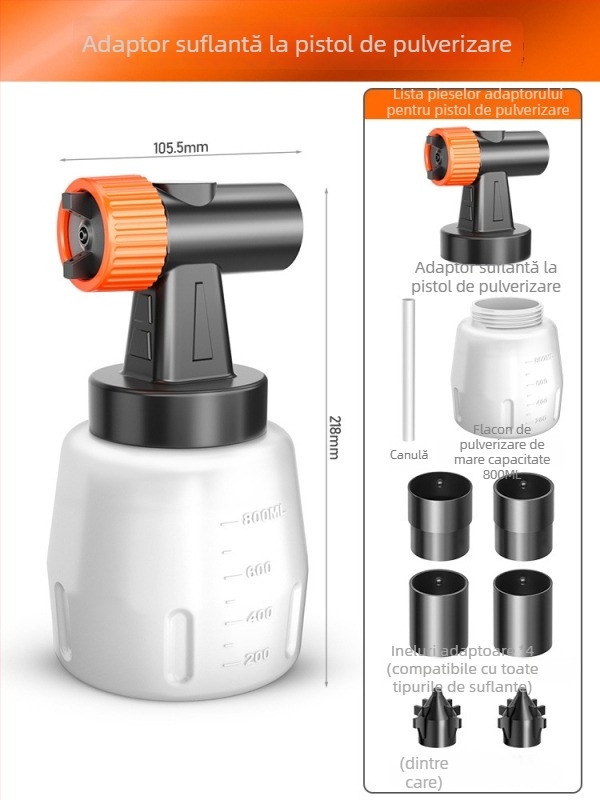 Pistol electric de pulverizat vopsea cu baterie litiu, pulverizator latex cu atomizare înaltă, compact pentru uz casnic