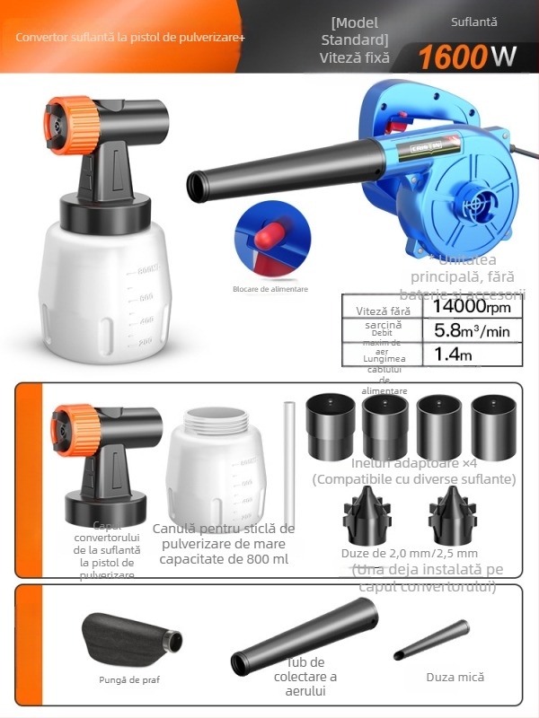 Pistol electric de pulverizat vopsea cu baterie litiu, pulverizator latex cu atomizare înaltă, compact pentru uz casnic