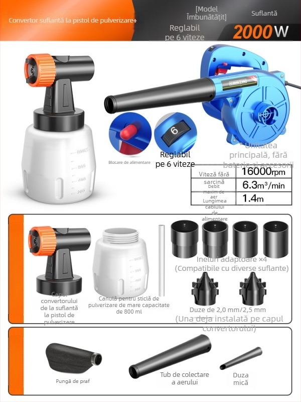 Pistol electric de pulverizat vopsea cu baterie litiu, pulverizator latex cu atomizare înaltă, compact pentru uz casnic