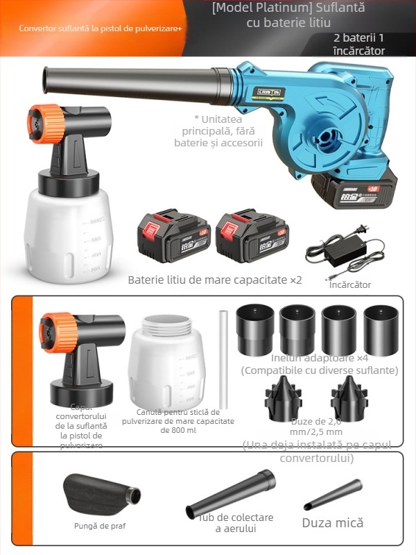 Pistol electric de pulverizat vopsea cu baterie litiu, pulverizator latex cu atomizare înaltă, compact pentru uz casnic