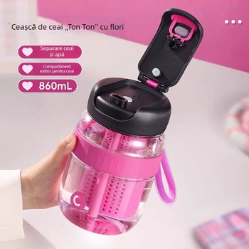 Cassino cană de apă cu capacitate mare, cu pai, portabilă pentru activități în aer liber