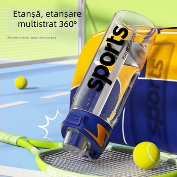 Cană plastică cu capacitate mare pentru două băuturi, pentru sport și activități în aer liber, cu mâner, capac cu deschidere rapidă și pai