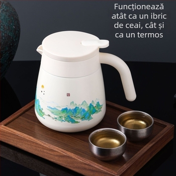 Ceainic cu acoperire de titan, în stil chinezesc, cu capacitate mare și separare între ceai și apă