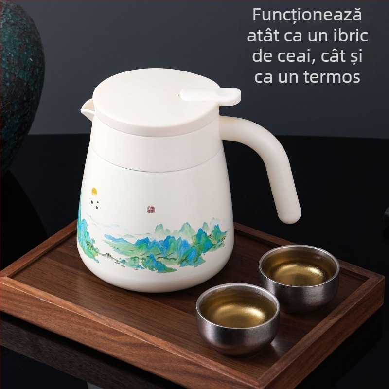 Ceainic cu acoperire de titan, în stil chinezesc, cu capacitate mare și separare între ceai și apă