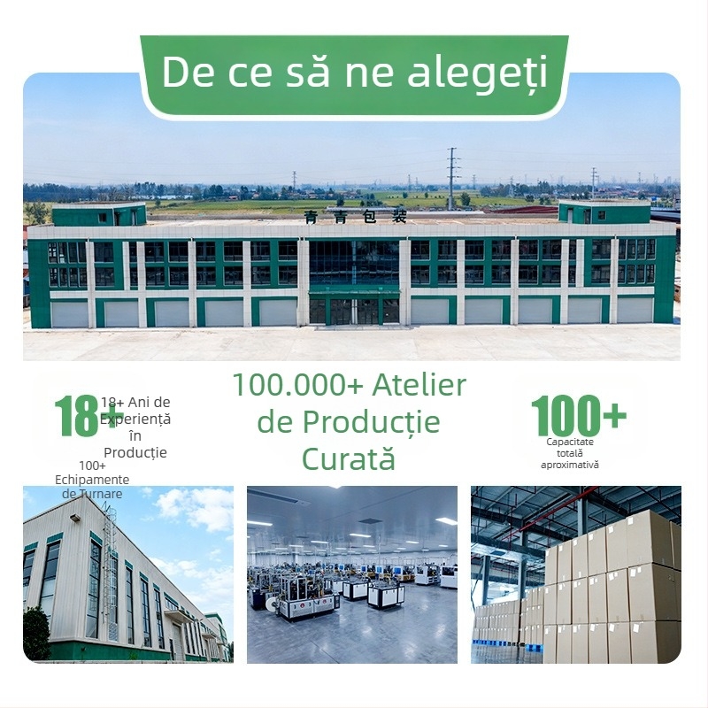 Vas de hârtie rotund, de unică folosință, cu capac, pentru tăiței fierbinți și acri, supă și vermicelli; potrivit pentru ambalare take-out.
