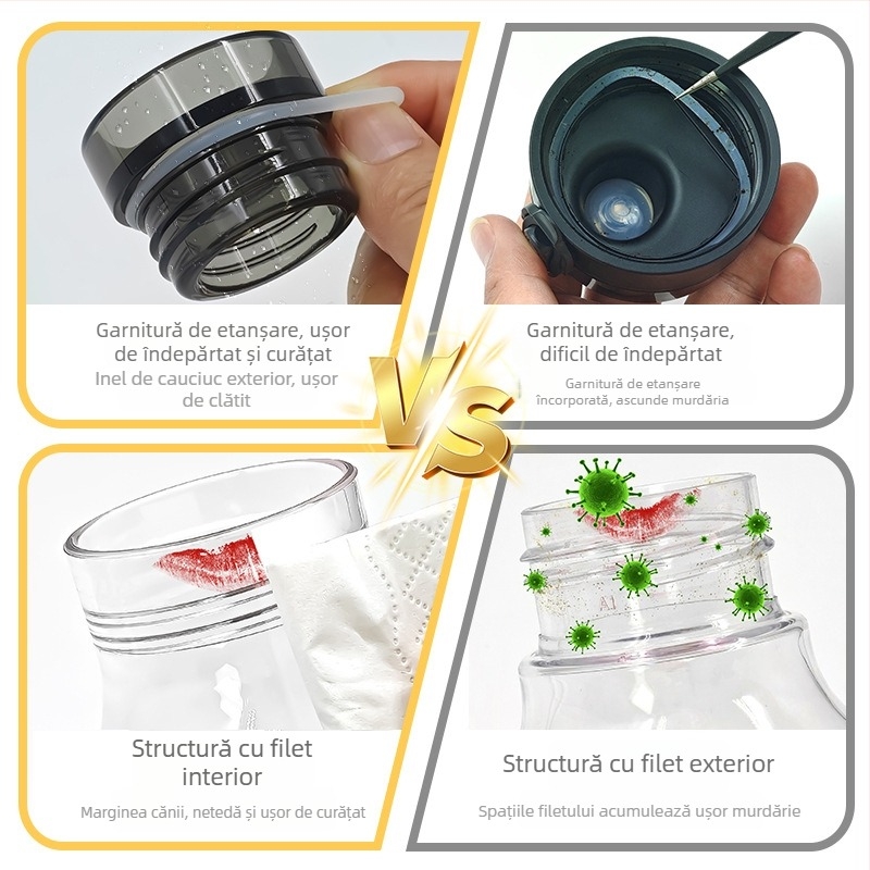 Ceașcă de cafea din plastic transparent, portabilă, pentru studenți, sigilată și etanșă