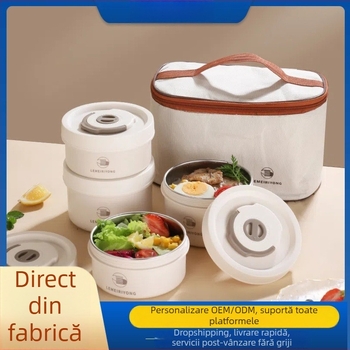 Cutie de prânz portabilă din oțel inoxidabil 304, cu compartimente separate, detașabilă și lavabilă, potrivită pentru cuptorul cu microunde