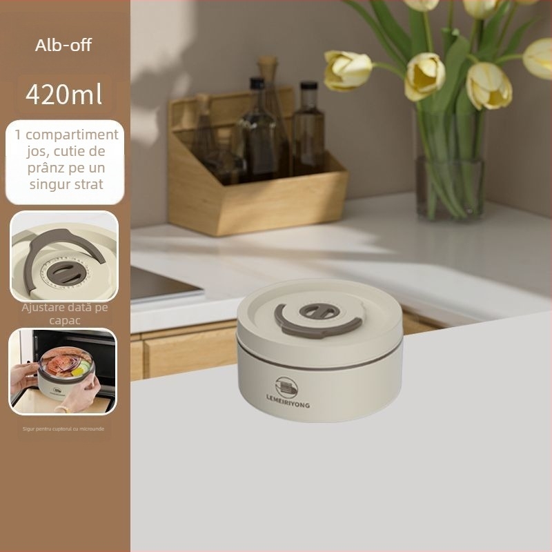 Cutie de prânz portabilă din oțel inoxidabil 304, cu compartimente separate, detașabilă și lavabilă, potrivită pentru cuptorul cu microunde