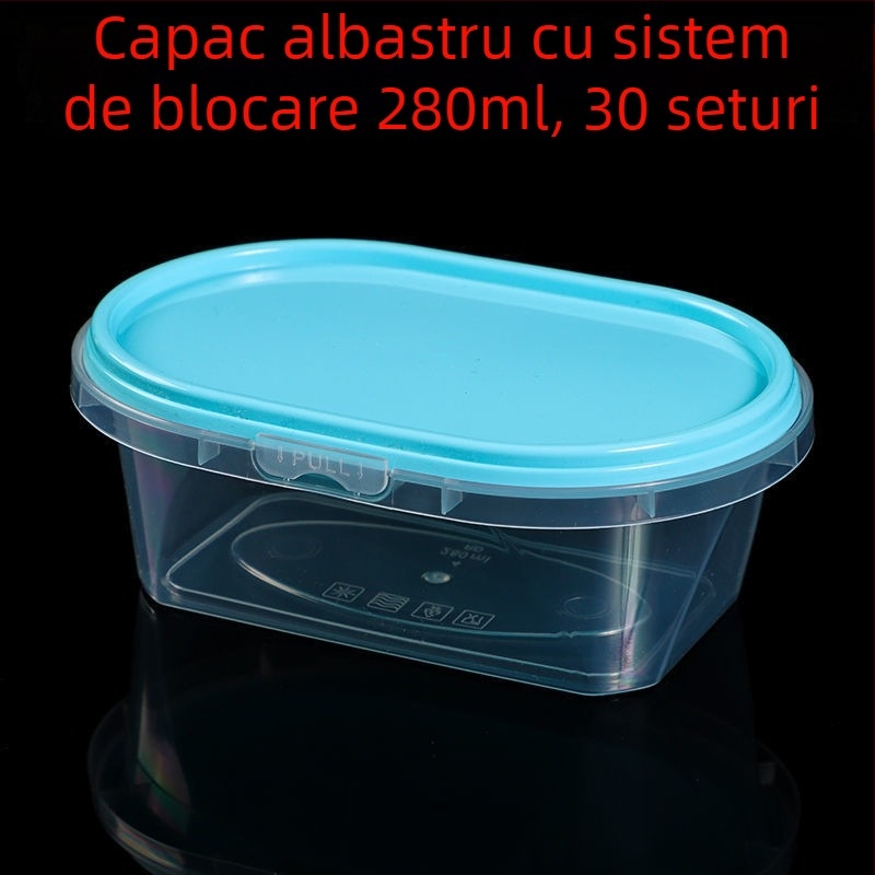 Cutie ovală de unică folosință pentru takeout, capac cu închidere, din PP, pereți groși