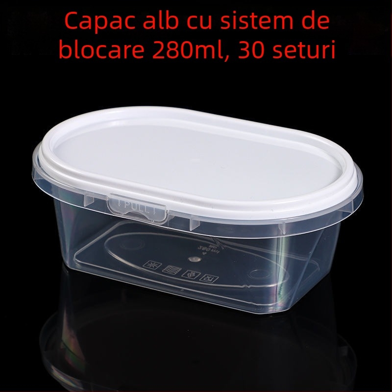 Cutie ovală de unică folosință pentru takeout, capac cu închidere, din PP, pereți groși