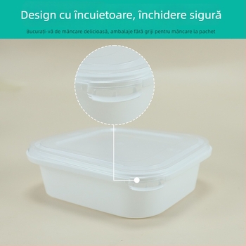 Cutie de prânz de unică folosință, sigură pentru microunde, cu închidere robustă, formă pătrată, pentru ambalarea mâncărilor și a fructelor.