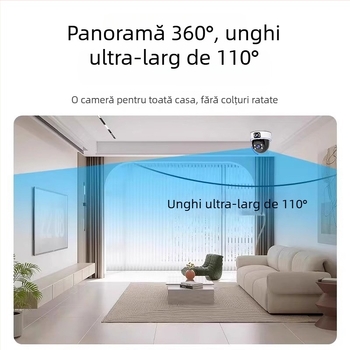 Cameră IP wireless HD pentru interior, viziune nocturnă la 360°, 3MP/5MP, carcasă ABS