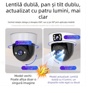 Cameră IP wireless HD pentru interior, viziune nocturnă la 360°, 3MP/5MP, carcasă ABS