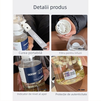 Xile recipient Tritan pentru apă – portabil, rezistent la căderi, design Camellia, din plastic