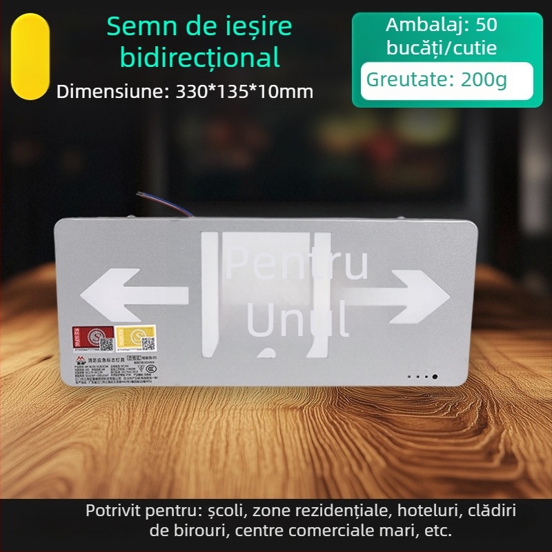 Iluminat de urgență pentru incendiu cu semnalizare a ieșirii și indicator pentru culoarul scării
