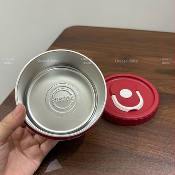 Cutie de prânz din oțel inoxidabil 304, cu model de cireșe, sigilată și etanșă, portabilă, capacitate 301–500 ml, nu este potrivită pentru cuptorul cu microunde.