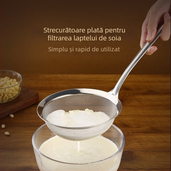 Lingură-strecurătoare din oțel inoxidabil, cu plasă fină, pentru filtrarea uleiului, a spumei și a sedimentelor; ustensilă de bucătărie pentru oale fierbinți și lapte de soia.