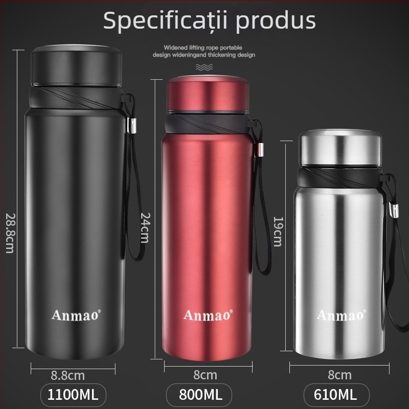 Termos din oțel inoxidabil 304, 800 ml, izolație în vid, mare capacitate, pentru exterior, ceașcă de ceai cu personalizare a logo-ului