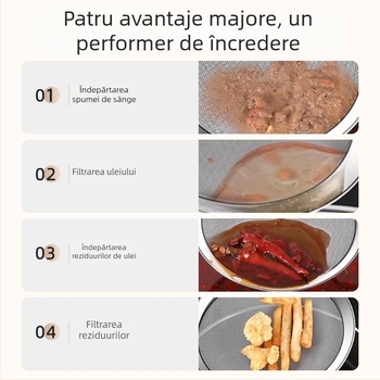 Lingură-filtru pentru spumarea laptelui de soia, oțel inoxidabil 316L, plasă fină 100 ochi, anti-alunecare