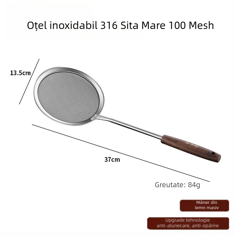 Lingură-filtru pentru spumarea laptelui de soia, oțel inoxidabil 316L, plasă fină 100 ochi, anti-alunecare