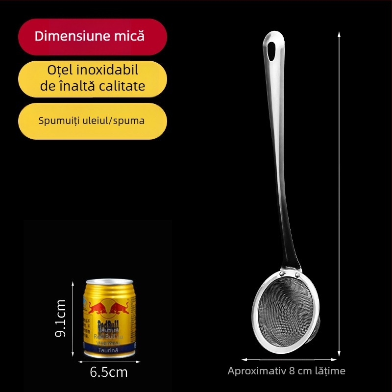 Lingură strecurătoare din oțel inoxidabil pentru lapte de soia, cu filtru din plasă — dimensiuni mari, medii și mici