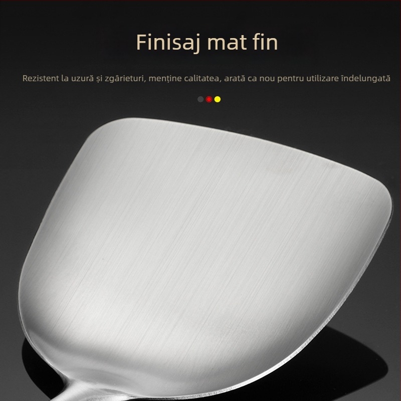 Set de ustensile din oțel inoxidabil 304: spatulă, lingură de supă, lingură cu găuri și strecurătoare pentru tigăi antiaderente