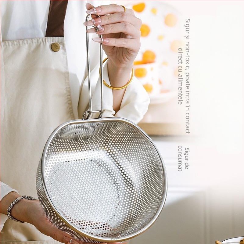 Colander din oțel inoxidabil 304, mare, pentru bucătărie, sită-filtru pentru tăiței și găluște