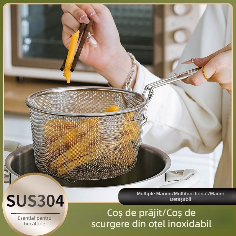 Colander din oțel inoxidabil 304, mare, pentru bucătărie, sită-filtru pentru tăiței și găluște