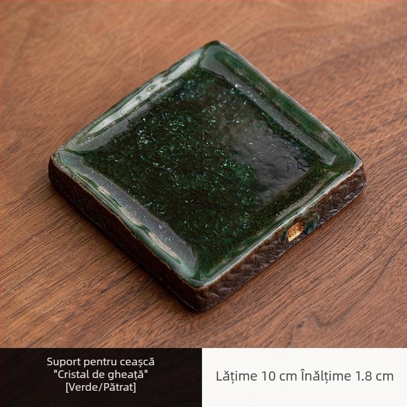Suport de ceai creativ cu aspect de cristal de gheață, masă de ceai în stil retro, farfurie ceramică groasă pentru ceai, suport pentru ceainic, plăcuță izolatoare, set Kung Fu pentru ceai și accesorii pentru ceremonia ceaiului