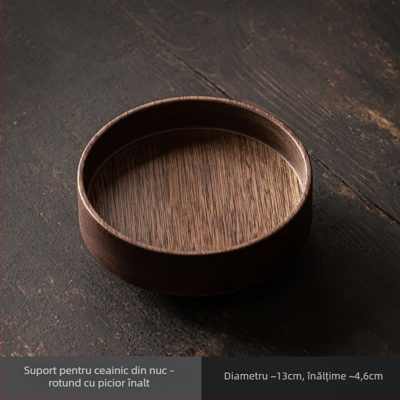 Suport de ceainic din lemn de nuc cu model lotus, tavă pentru ceainic, bază din lut purpuriu pentru ceainic, accesorii de ceai Kung Fu