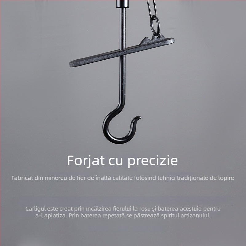 Rongshantang Cameră de Ceai de Birou – Aragaz din Fontă cu Cârlig pentru Ceainic și Accesorii pentru Prepararea Ceaiului pe Foc de Cărbune